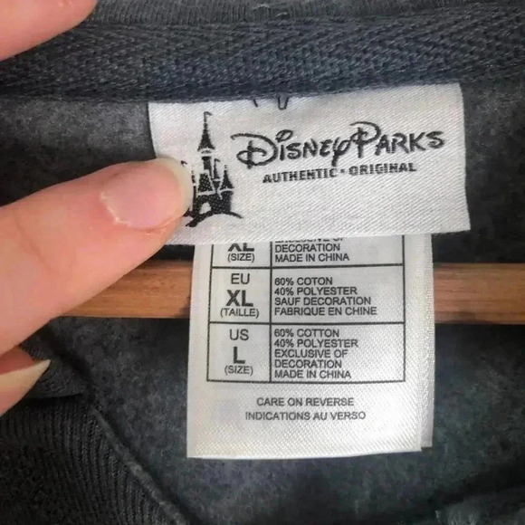 Disney Parks y2k Mickey Mouse Grey Rhinestone Hoodie Sweatshirt Women's Size L - Picture 8 of 10